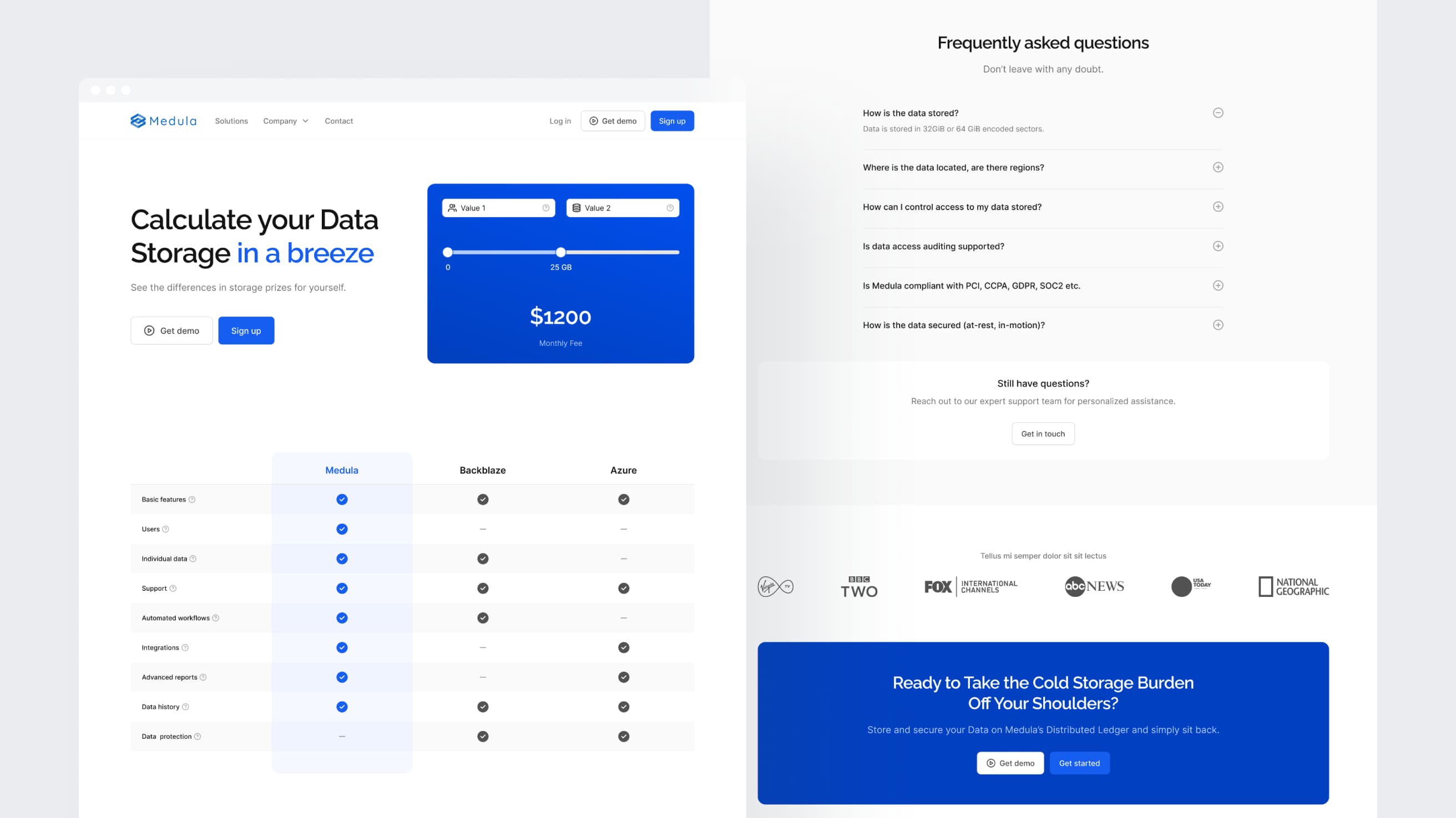 Cold Storage UX/UI & Webflow Design full page design