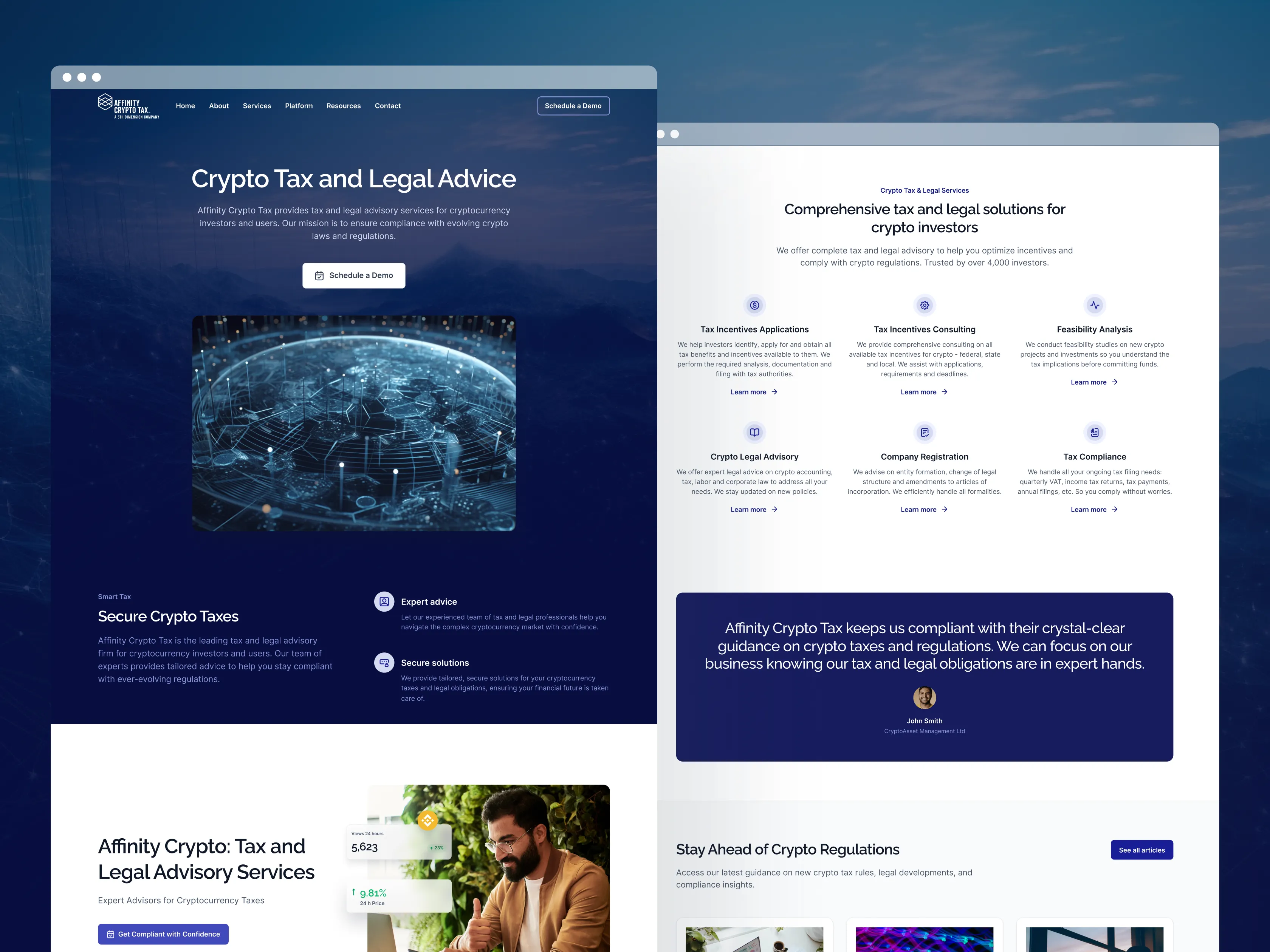 Affinity Crypto Tax website, a B2B SaaS site built by Max Performance