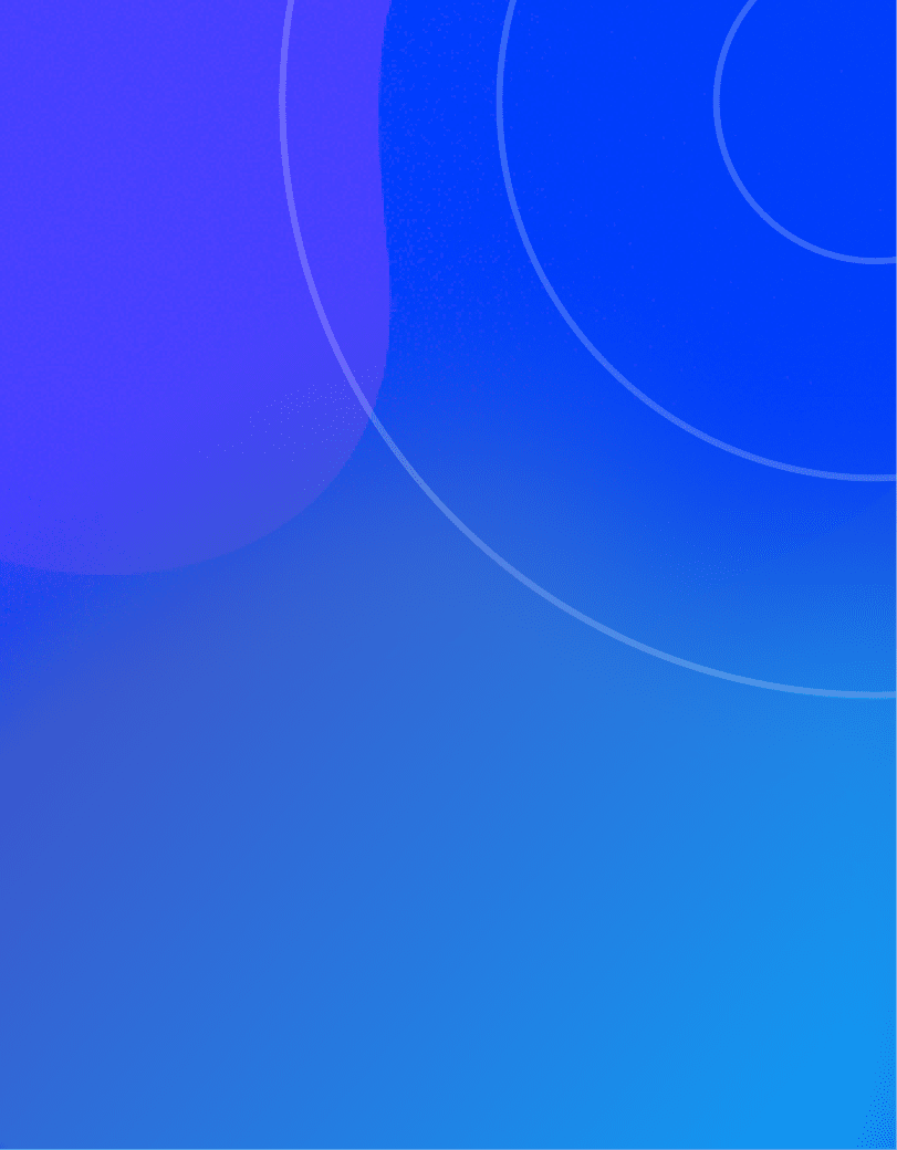 Abstract blue background with gradient shades and faint concentric circles overlapping purple shape in top left corner.