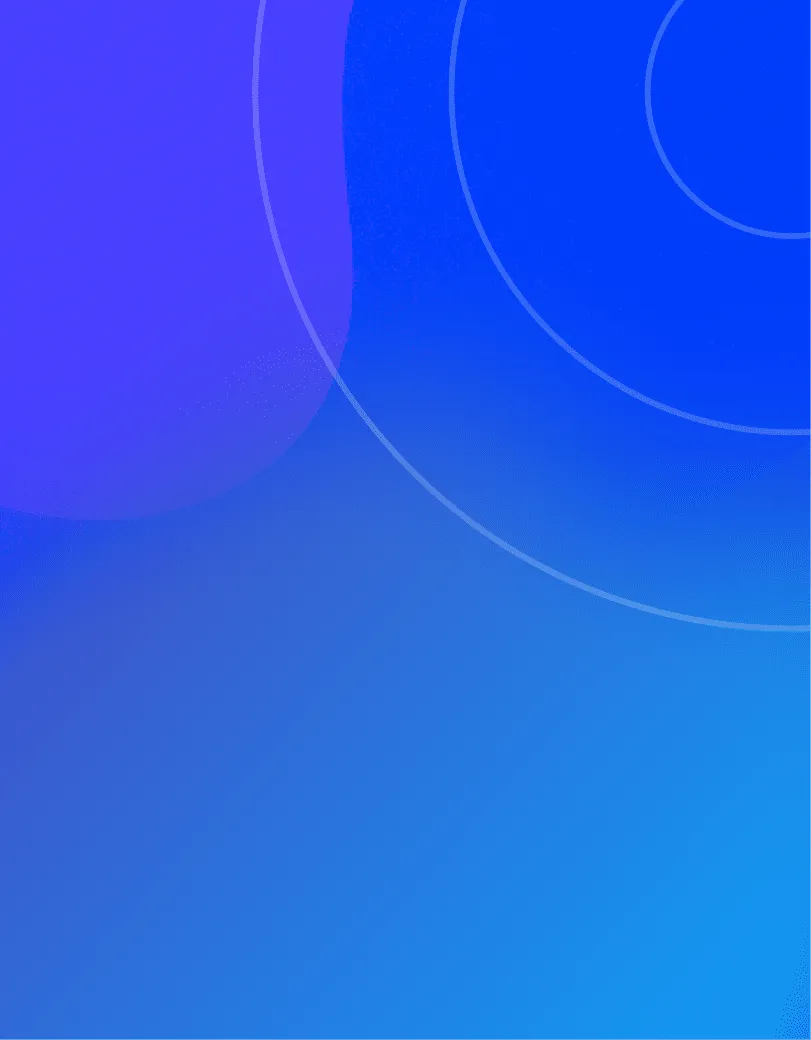 Abstract blue background with gradient shades and faint concentric circles overlapping purple shape in top left corner.
