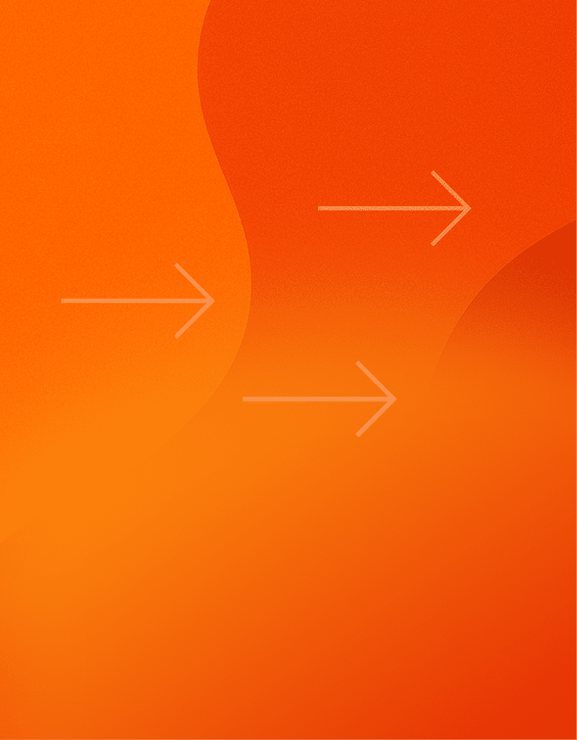 Orange abstract background with three light orange arrows pointing right.