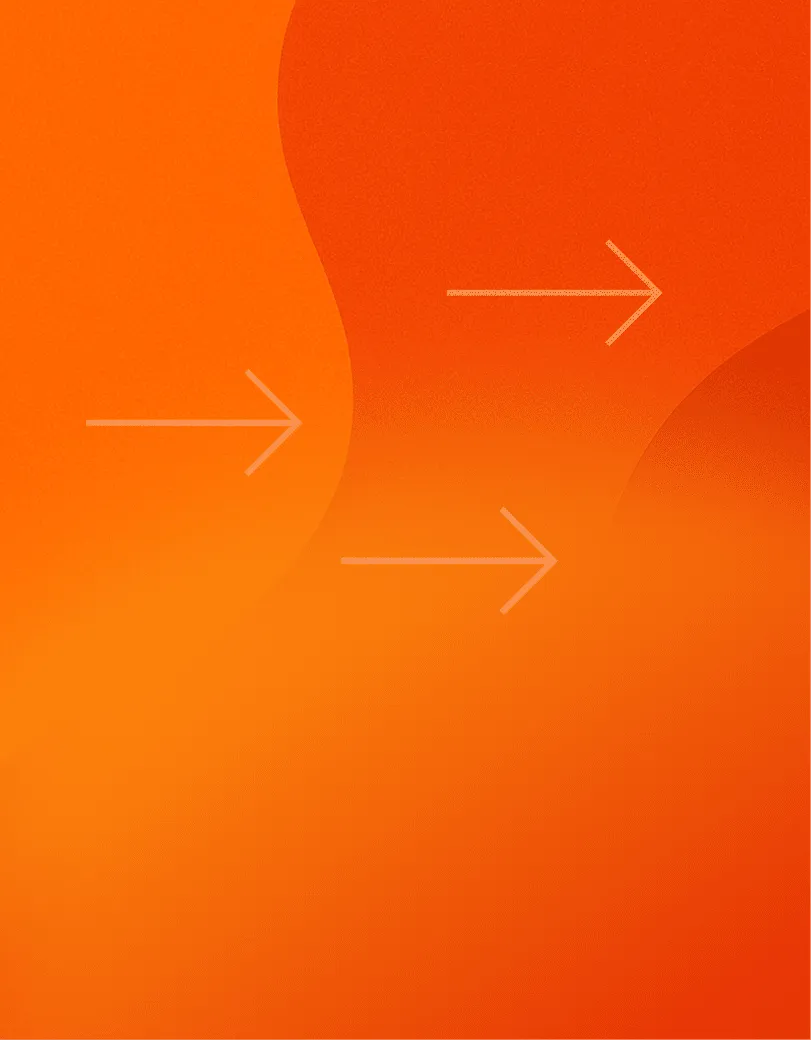 Orange abstract background with three light orange arrows pointing right.